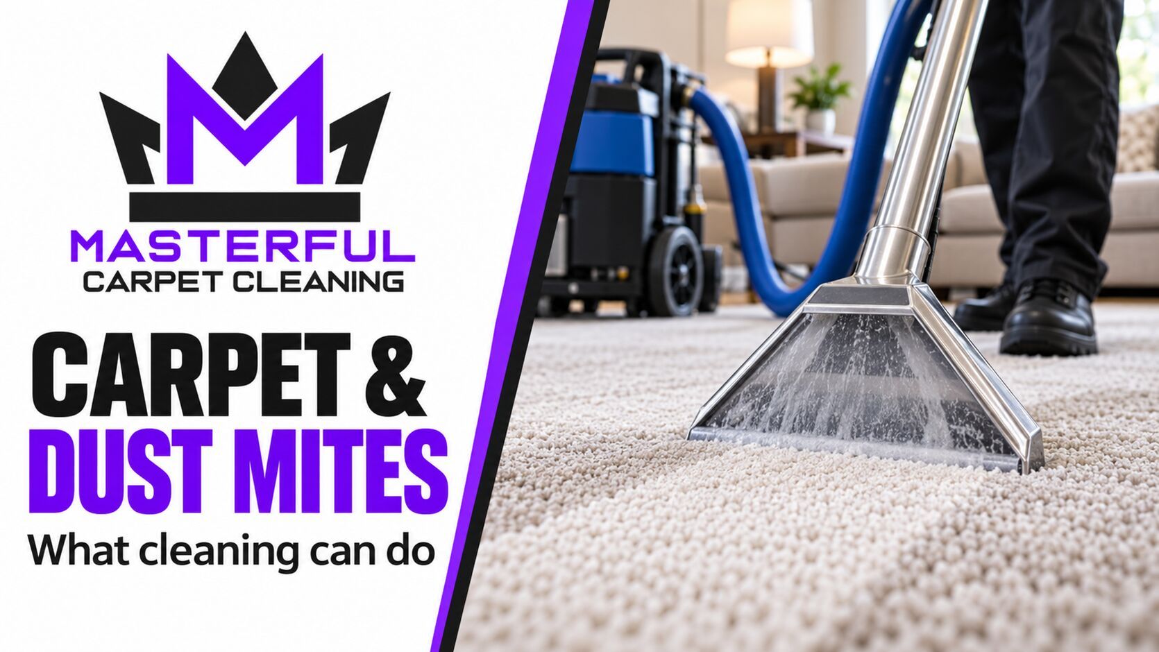 Masterful Carpet Cleaning cover showing a carpet extraction wand beside the words Carpet and Dust Mites