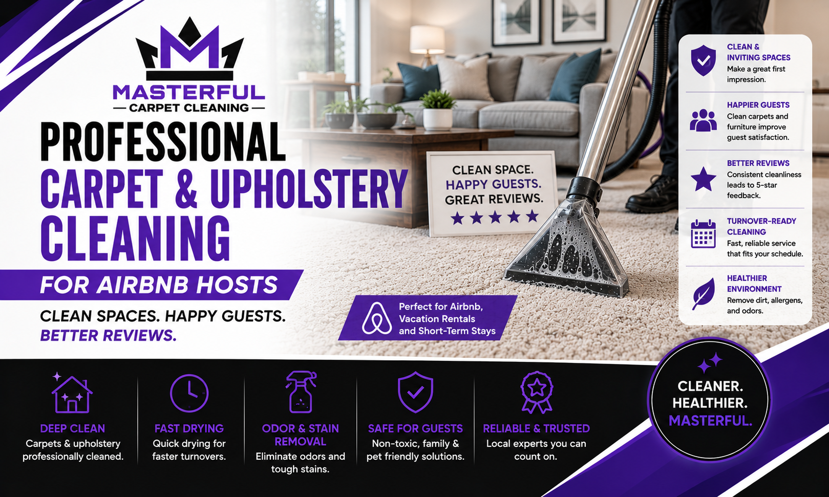 Professional Carpet and Upholstery Cleaning for Airbnb Hosts