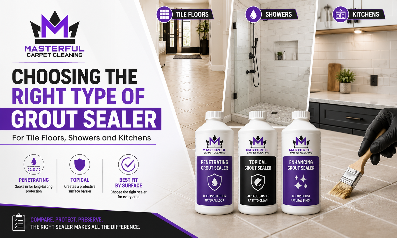 Choosing the Right Type of Grout Sealer for Tile Floors, Showers and Kitchens