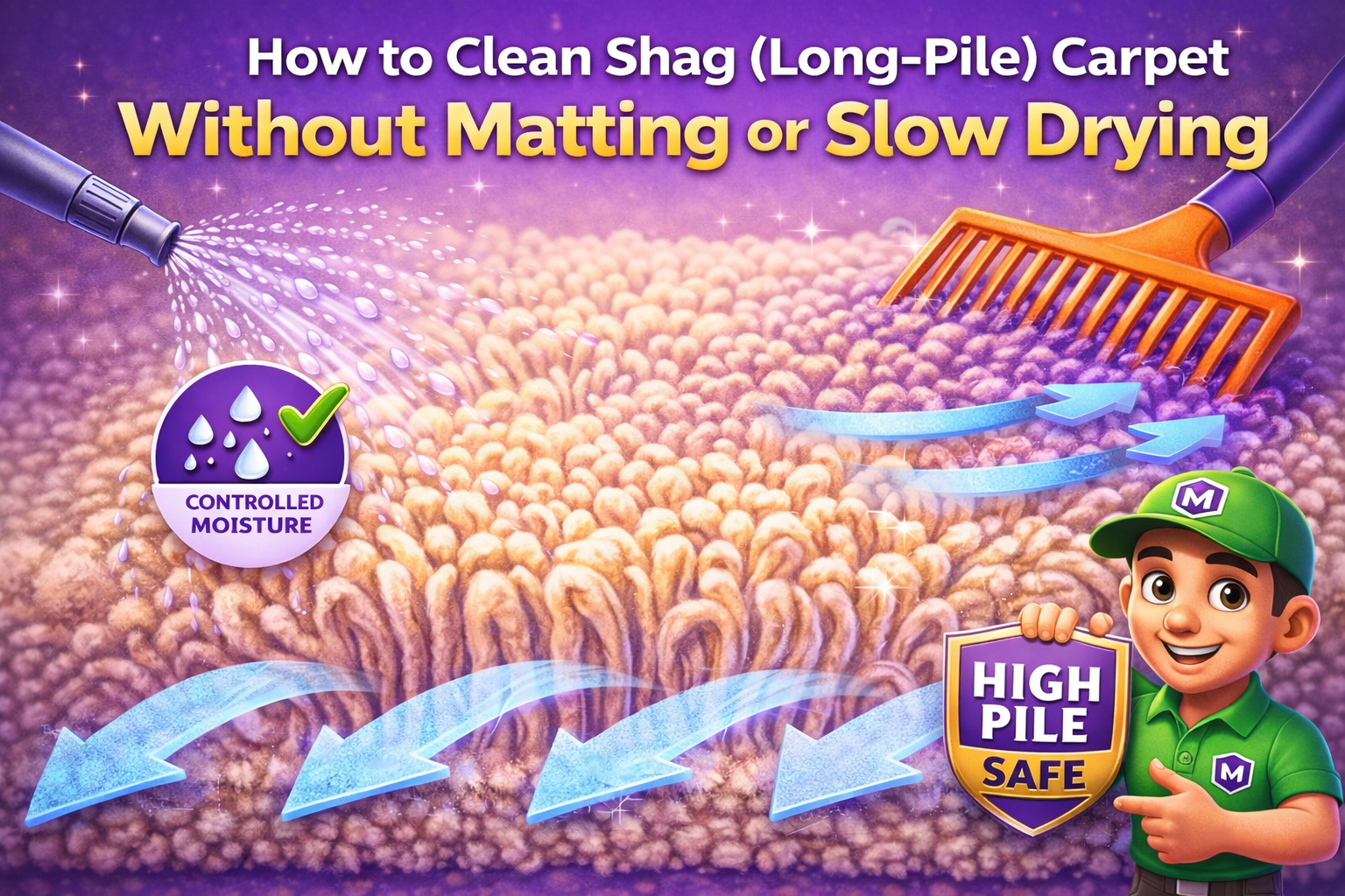 Shag Carpet Cleaning - Tools, Grooming, and Dry Times