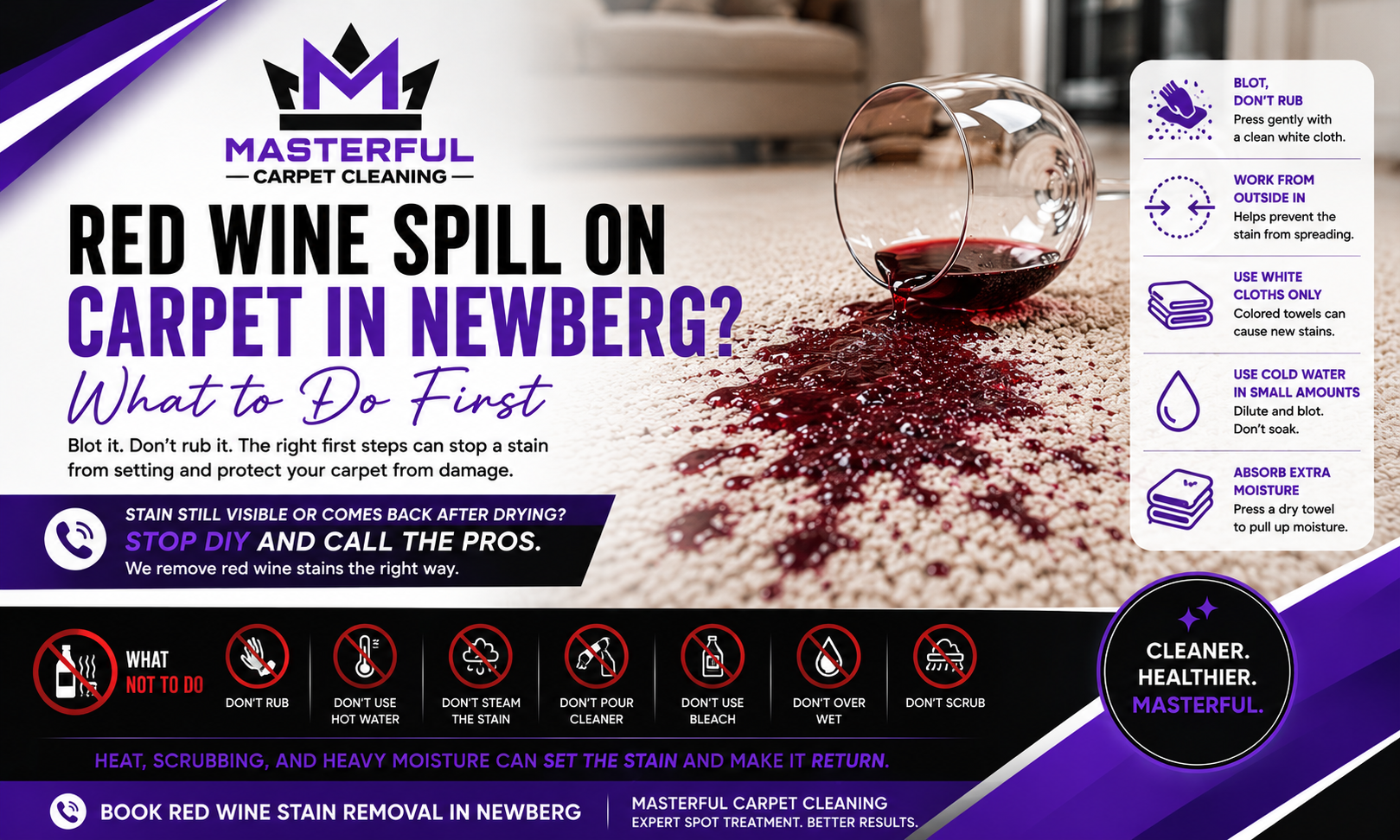 Red Wine Spill on Carpet in Newberg What to Do First