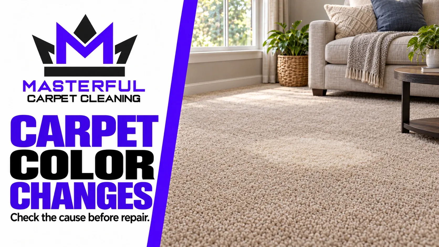 Carpet color changes: an illustrative installed carpet with an unexplained pale patch.