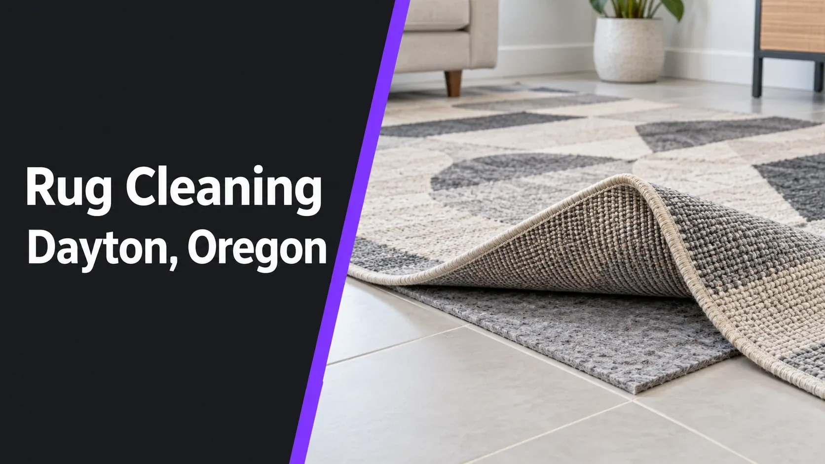 Rug Cleaning, Dayton, Oregon graphic showing a movable rug and separate floor