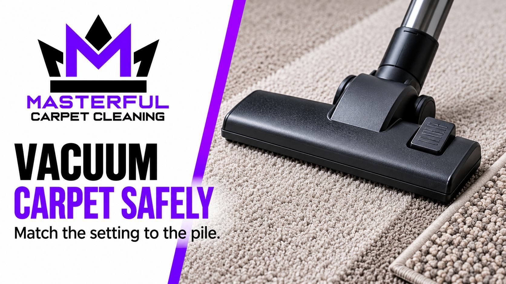 Masterful Carpet Cleaning vacuuming illustration: check the setting for the carpet pile
