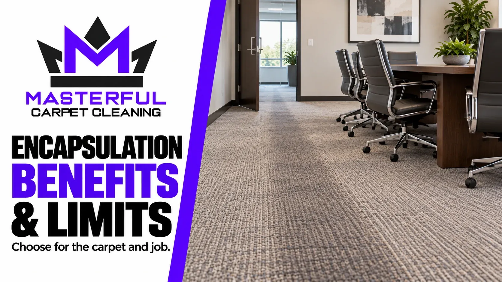 Encapsulation benefits and limits: an illustrative carpeted meeting room with a visible traffic lane.