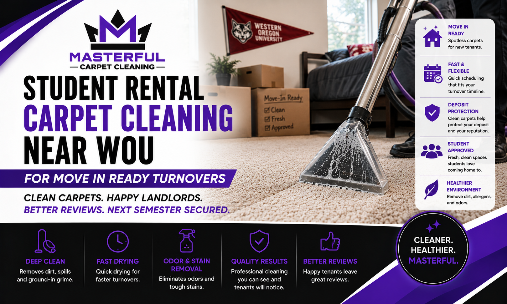 Student Rental Carpet Cleaning Near WOU for Move In Ready Turnovers