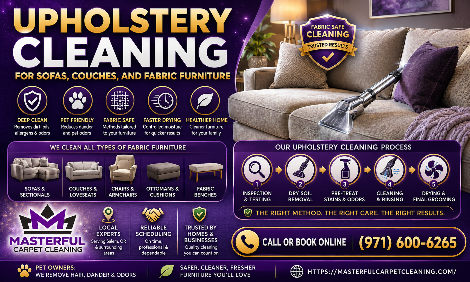 Upholstery Cleaning for Sofas, Couches, and Fabric Furniture