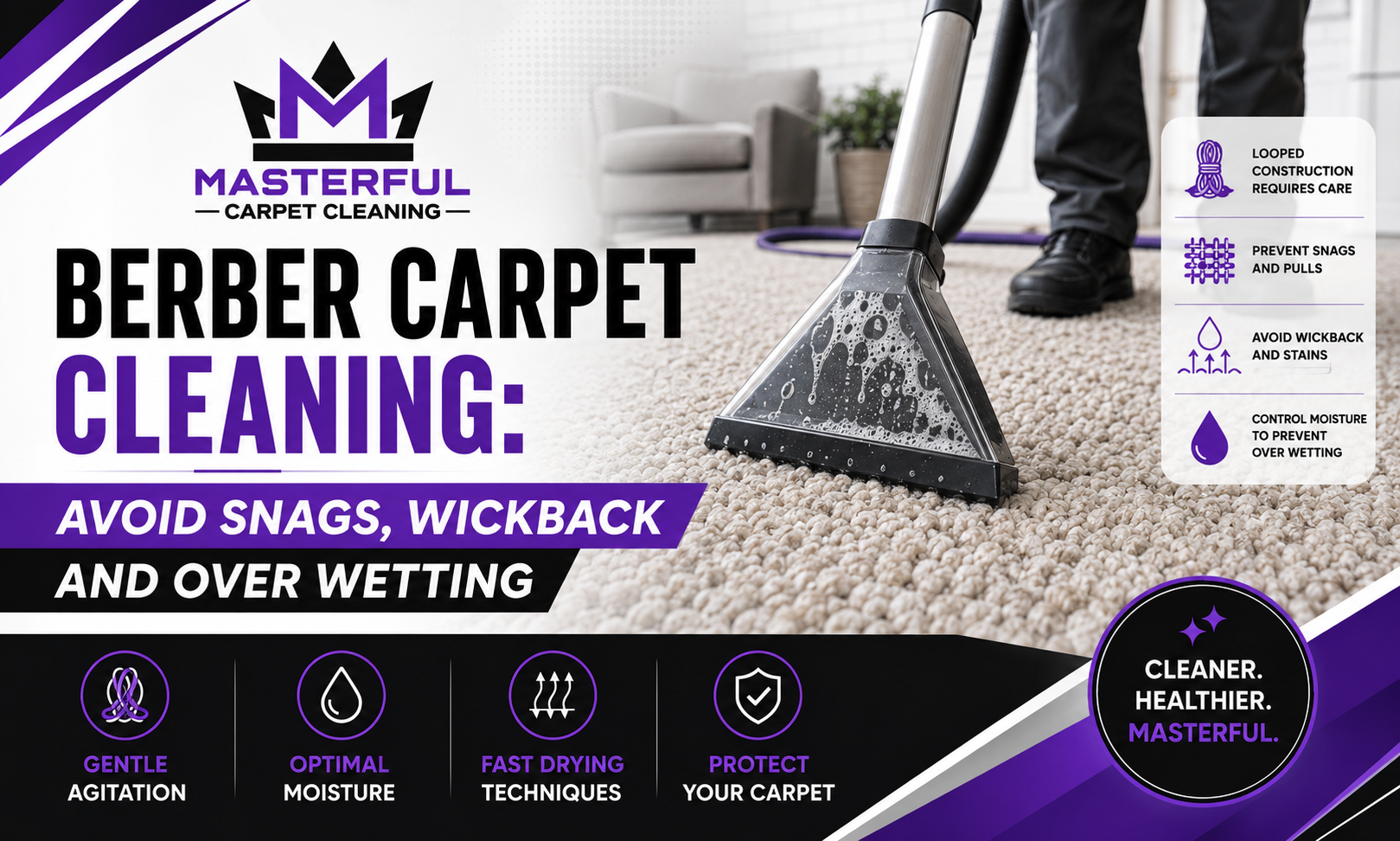 erber Carpet Cleaning Avoid Snags, Wickback and Over Wetting