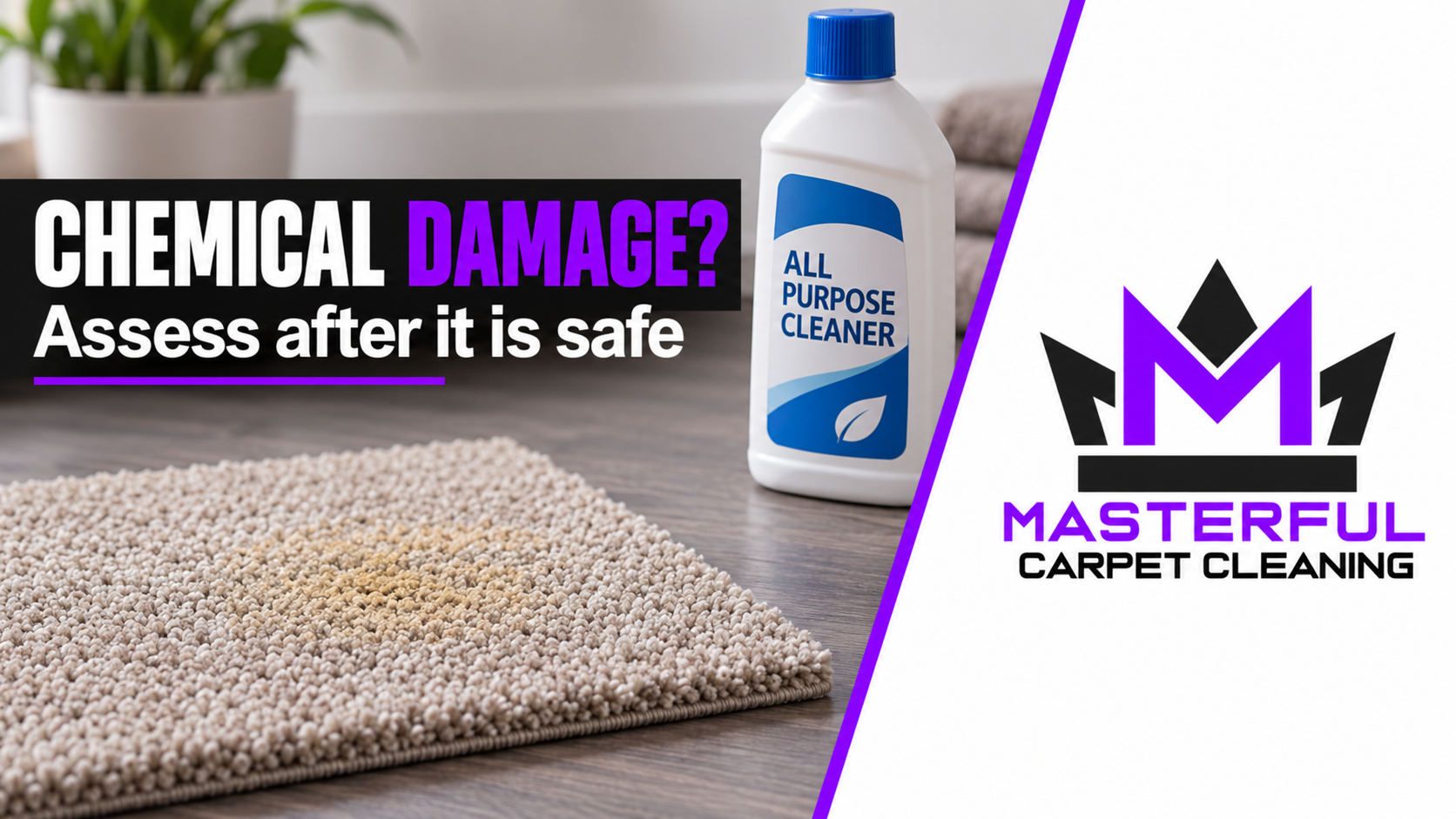 Masterful Carpet Cleaning cover about assessing carpet chemical damage after the area is safe