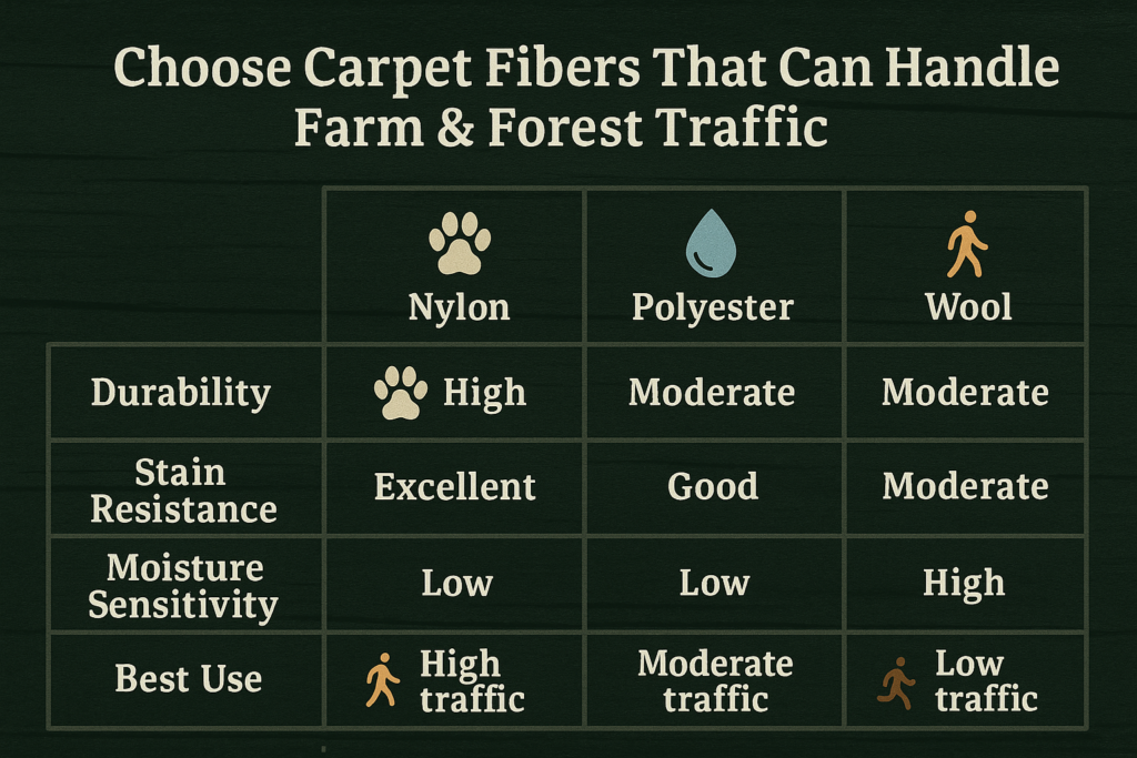 Choose Carpet Fibers That Can Handle Farm & Forest Traffic