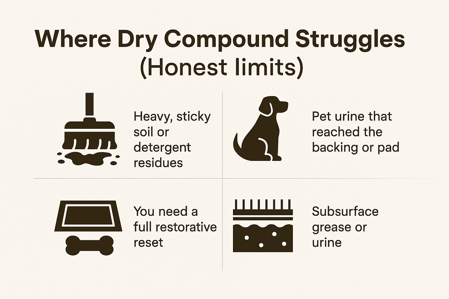 Where dry compound struggles (honest limits)