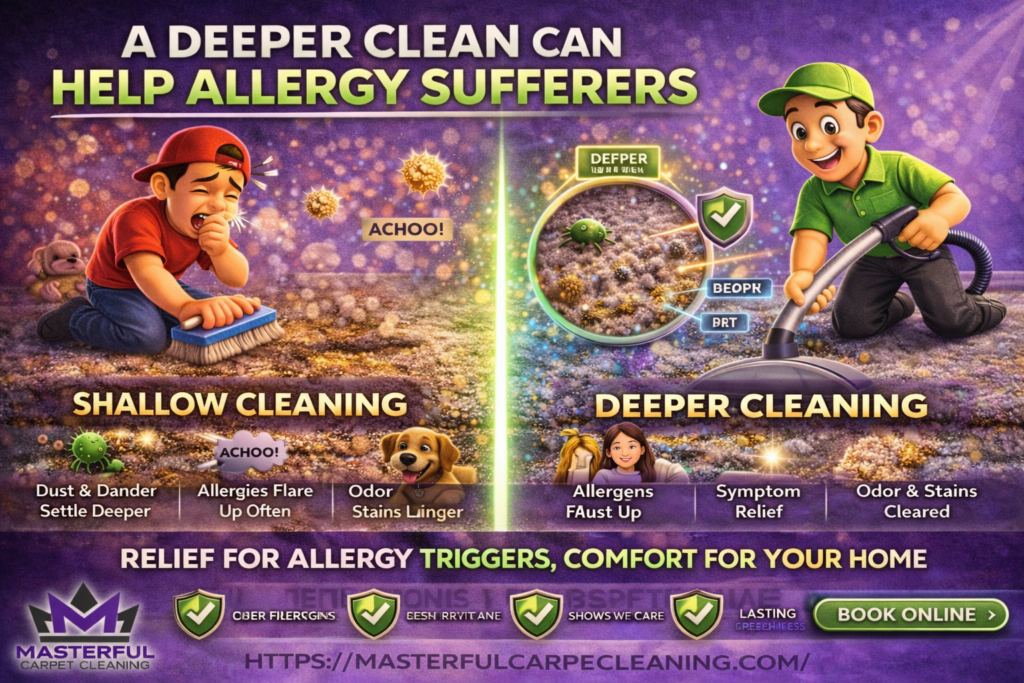 How often should allergy prone homes schedule deeper carpet cleaning