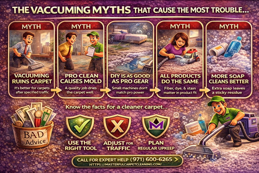 Myth Vacuuming too often damages carpet