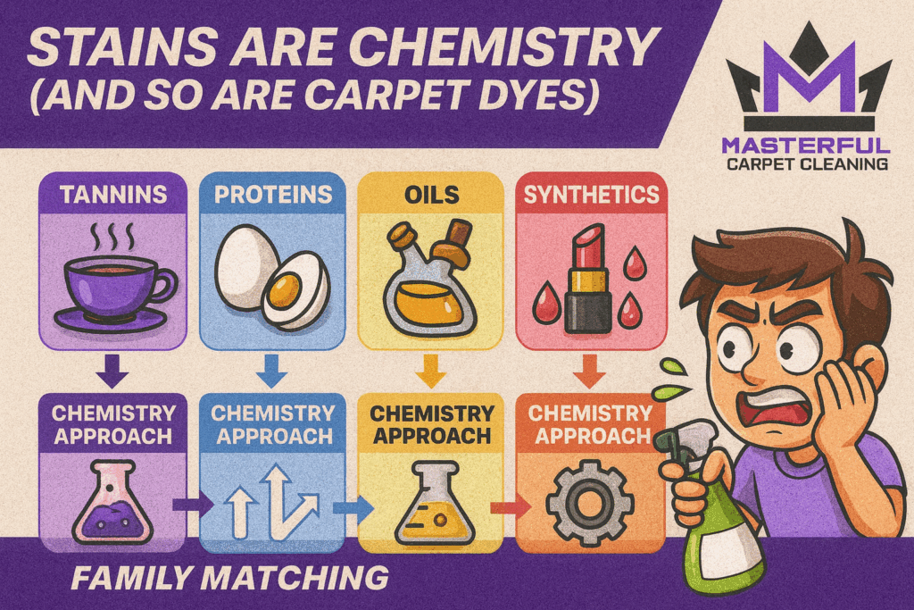 Stains are chemistry (and so are carpet dyes)