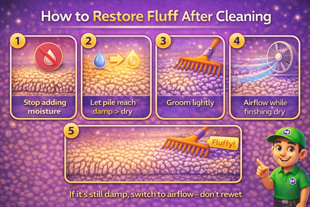 Shag looks flat after cleaning Matting triage (how to make it fluffy again)