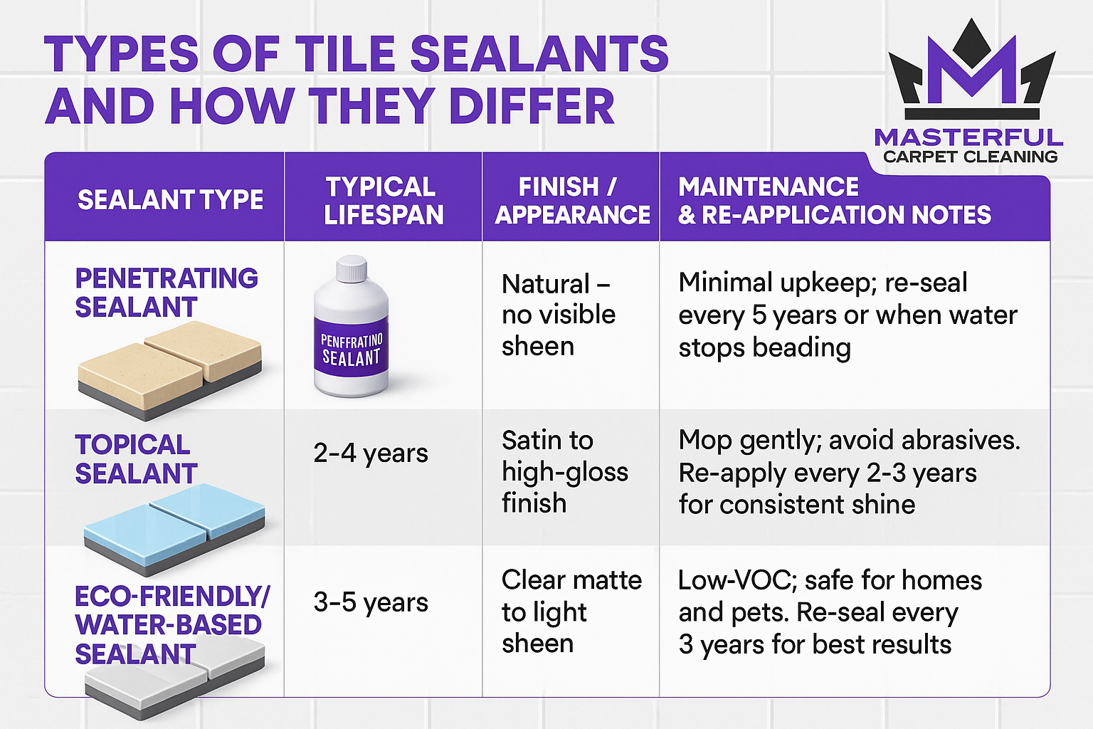 Types of Tile Sealants and How They Differ