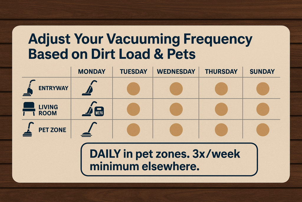 Adjust Your Vacuuming Frequency Based on Dirt Load & Pets