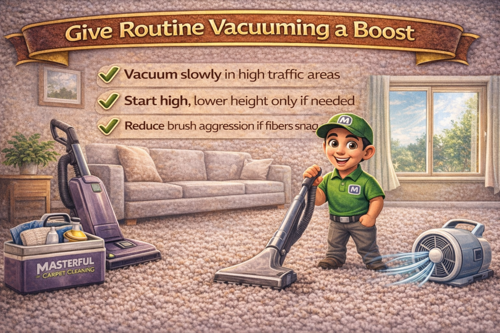 Vacuuming and routine care (so frieze stays cleaner longer)