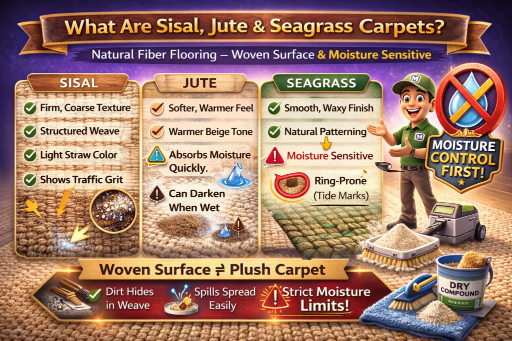 What are sisal, jute, and seagrass carpets