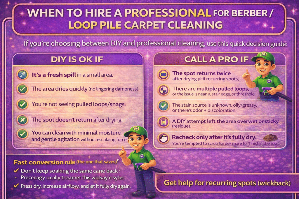 When to hire a professional for Berber loop pile carpet cleaning